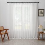Off White Sheer Curtains Pinch Pleated Curtains & Drapes 96 Inches Long 1 Panel ... - Image 3