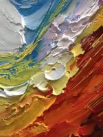 Blue and red Abstract Wall Decoration, Hand-Painted Oil Canvas Frame 46x23 inch ... - Image 4