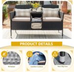 Devoko Outdoor Patio Loveseat Modern Rattan 2-Seat Patio Conversation Set with C... - Image 4