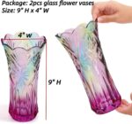 Dicunoy Set of 2 Glass Colorful Flower Vase, 9" Large Colored Crystal Flower Vas... - Image 3