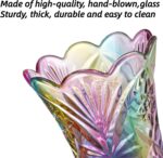 Dicunoy Set of 2 Glass Colorful Flower Vase, 9" Large Colored Crystal Flower Vas... - Image 4