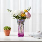 Dicunoy Set of 2 Glass Colorful Flower Vase, 9" Large Colored Crystal Flower Vas... - Image 6