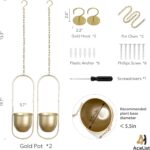 AceList Boho Hanging Planter for Indoor Plants - Set of 2 Gold Metal Wall Plante... - Image 3