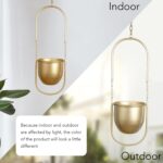AceList Boho Hanging Planter for Indoor Plants - Set of 2 Gold Metal Wall Plante... - Image 4