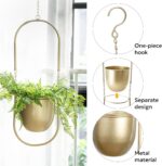 AceList Boho Hanging Planter for Indoor Plants - Set of 2 Gold Metal Wall Plante... - Image 6