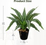 DILATATA Artificial Dracaena Plant in Black Pot 13.8 Inch Faux Potted Dracaena S... - Image 3
