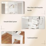 UGTOO 58.3" Large Vanity Desk with Mirror & Lights, Makeup Vanity with 10 LED Li... - Image 5