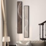 Large Framed Long Narrow Vertical Neutral Abstract Wall Art Set of 2, Beige Brow... - Image 4