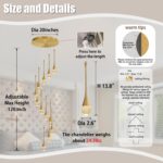 ykolupty 12-Lights Staircase Chandelier Gold Pendant Light Fixture for Sloped Hi... - Image 4