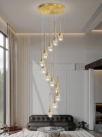 ykolupty 12-Lights Staircase Chandelier Gold Pendant Light Fixture for Sloped Hi... - Image 5
