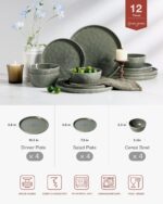 Famiware Mars Plates and Bowls Set, 12 Pieces Dinnerware Sets, Dishes Set for 4,... - Image 3