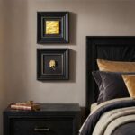 Vintage Framed Wall Art Decor, Set of 2 Black and Gold Textured Floral Rose Scul... - Image 3