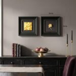 Vintage Framed Wall Art Decor, Set of 2 Black and Gold Textured Floral Rose Scul... - Image 4