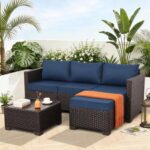 Patio Furniture Set 3 Pieces Outdoor Sectional Sofa Set Wicker Patio Furniture O... - Image 3