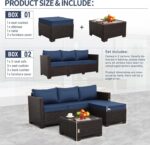 Patio Furniture Set 3 Pieces Outdoor Sectional Sofa Set Wicker Patio Furniture O... - Image 4