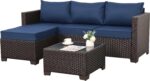 Patio Furniture Set 3 Pieces Outdoor Sectional Sofa Set Wicker Patio Furniture O... - Image 7