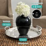 Willowy 10 Inch Glossy Porcelain Vase - Large Black Ceramic Vase, Black Vases fo... - Image 3
