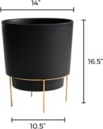 Bloem Hopson Decorative Resin Cachepot with Metal Stand, 14" Indoor and Outdoor ... - Image 4