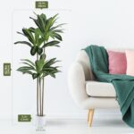 Artificial Dracaena Tree 5FT Fake Plant with White Small Planter Faux Silk Tall ... - Image 3