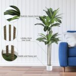 Artificial Dracaena Tree 5FT Fake Plant with White Small Planter Faux Silk Tall ... - Image 5