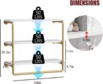 HOMEKAYT 24" Industrial Pipe Shelving, Floating Wall Shelves 3 Tier Gold Shelves... - Image 3