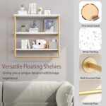 HOMEKAYT 24" Industrial Pipe Shelving, Floating Wall Shelves 3 Tier Gold Shelves... - Image 4