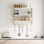 HOMEKAYT 24" Industrial Pipe Shelving, Floating Wall Shelves 3 Tier Gold Shelves... - Image 5
