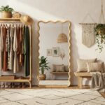 Full Length Mirror, 55"x28" Boho Wavy Wood Floor Mirror, for Bathroom, Bedroom, ... - Image 5