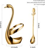 Gold Small Coffee Spoon Holder Set,Swan Base With 12 Pcs Demitasse Espresso Spoo... - Image 4