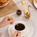Gold Small Coffee Spoon Holder Set,Swan Base With 12 Pcs Demitasse Espresso Spoo... - Image 7