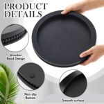 3 Pcs Coffee Table Decor Include 12in Black Wooden Serving Tray, Wood Boho Knot ... - Image 4