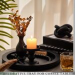 3 Pcs Coffee Table Decor Include 12in Black Wooden Serving Tray, Wood Boho Knot ... - Image 5