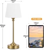 Cordless Table Lamp Rechargeable Gold - 1 Pack Brass 4000mAH Battery Operated La... - Image 5