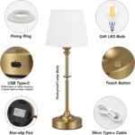 Cordless Table Lamp Rechargeable Gold - 1 Pack Brass 4000mAH Battery Operated La... - Image 6