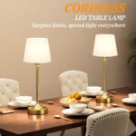 Cordless Table Lamp Rechargeable Gold - 1 Pack Brass 4000mAH Battery Operated La... - Image 7