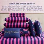 Juicy Couture Rose Logo Queen Comforter Set, Navy/Pink – 8-Piece Complete Bed in... - Image 3