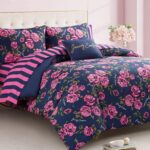 Juicy Couture Rose Logo Queen Comforter Set, Navy/Pink – 8-Piece Complete Bed in... - Image 4