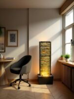 38 inches Tall Waterfall Feature Indoor&Outdoor:Illuminated Stone Cascade Water ... - Image 3