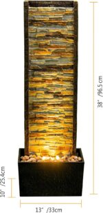 38 inches Tall Waterfall Feature Indoor&Outdoor:Illuminated Stone Cascade Water ... - Image 6