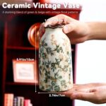 Green Vintage Vase Ceramic Crackle Floral Vase for Farmhouse Retro Home Bookshel... - Image 4