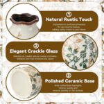 Green Vintage Vase Ceramic Crackle Floral Vase for Farmhouse Retro Home Bookshel... - Image 5