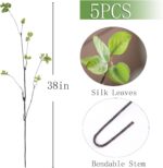 mizii 5pcs Artificial Greenery Stems 38in Realistic Faux Ficus Branches Long Ste... - Image 3