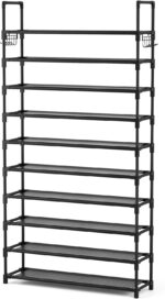 VTRIN 10 Tier Shoe Rack Tall Large Capacity Wide Shoe Organizer with Two Hooks S... - Image 6