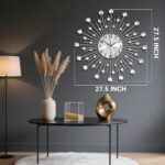 SIN&MI Large Wall Clock for Living Room Decor Non-Ticking Quiet Metal Quartz Clo... - Image 3