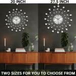 SIN&MI Large Wall Clock for Living Room Decor Non-Ticking Quiet Metal Quartz Clo... - Image 5