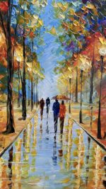 Tyed art- Large Vertical Wall Art ,handpainted Canvas Paintings Landscape Trees,... - Image 3