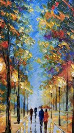 Tyed art- Large Vertical Wall Art ,handpainted Canvas Paintings Landscape Trees,... - Image 4