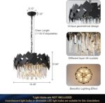 A AXILIXI Modern Crystal Chandelier Black Round Chandelier for Dining Room, Drum... - Image 3