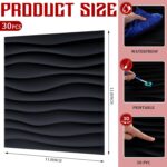 Chunful 30 Pcs 28.81 Sq ft 3D Wall Panels PVC Wave Design,11.8" x 11.8" Wall Pan... - Image 3