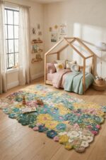 Hand-Tufted Wool and Silk Floral Area Rug - 3x6 Ft, Rectangular Multi-Color Flow... - Image 4